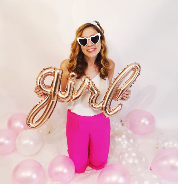 Baby Girl Balloons Baby Shower Balloons Girl Gender Reveal Etsy