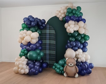 Polo Luxury Balloon Garland Kit Elegant Teddy Bear Baby Shower Preppy Navy Plaid Party Decor Tartan Equestrian Decorations Shower Favors