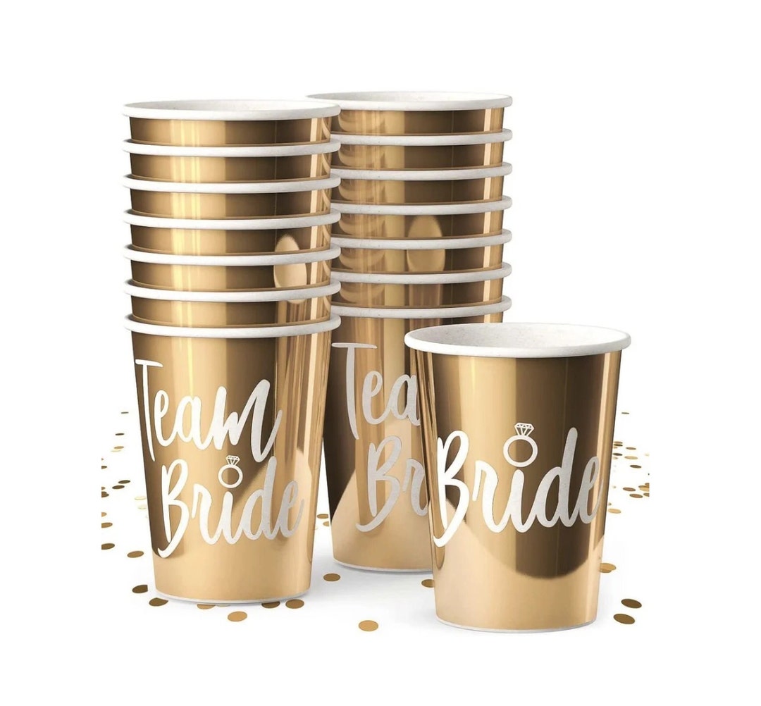 Bride and Team Bride Gold Metallic Paper Cups Bachelorette Party Bach ...