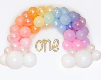 Pastel Rainbow Balloon Garland First Birthday Party Balloon Arch Pastel Rainbow Birthday Party Decorations One DIY Balloon Arch Party Kit