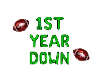 1st Year Down Football Balloon Banner 1st Year Down First Year Down Football Birthday Party Decor Football Themed Football 1st Bday Balloons