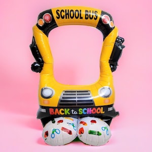 School Bus Balloon School Bus Free-Standing Balloon Back To School Balloon Photo Frame Balloon Pre-K Kindergarten Elementary School Decor