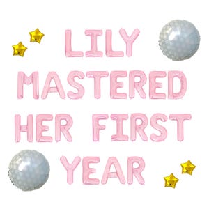 She Mastered Her First Year Custom Name Balloon Banner Golf Balloons Golf First Birthday Party Decorations Golf 1st Birthday Party Decor