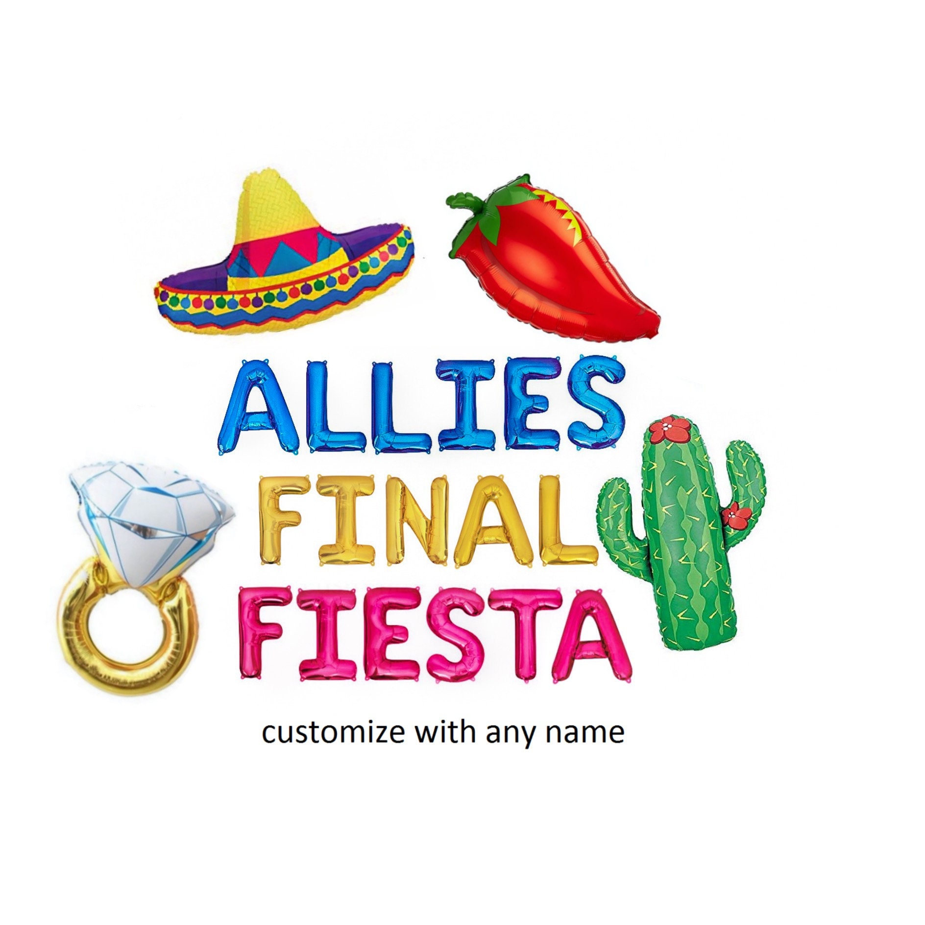 Final Fiesta Balloons Final Fiesta Bachelorette Party Decor Etsy