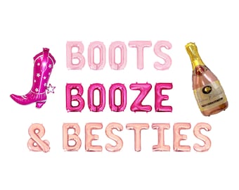 Boots Booze & Besties Letter Balloon Kit Bachelorette Party Decorations Cowgirl Balloons Disco Cowgirl Bachelorette Western Rodeo Bach Decor