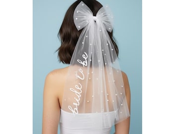 Bow Pearl Bride To Be Veil Accessories Clip White Pearl Bows Veil Bachelorette Party Bridal Shower Bach Party Supplies Shower Veil Headband