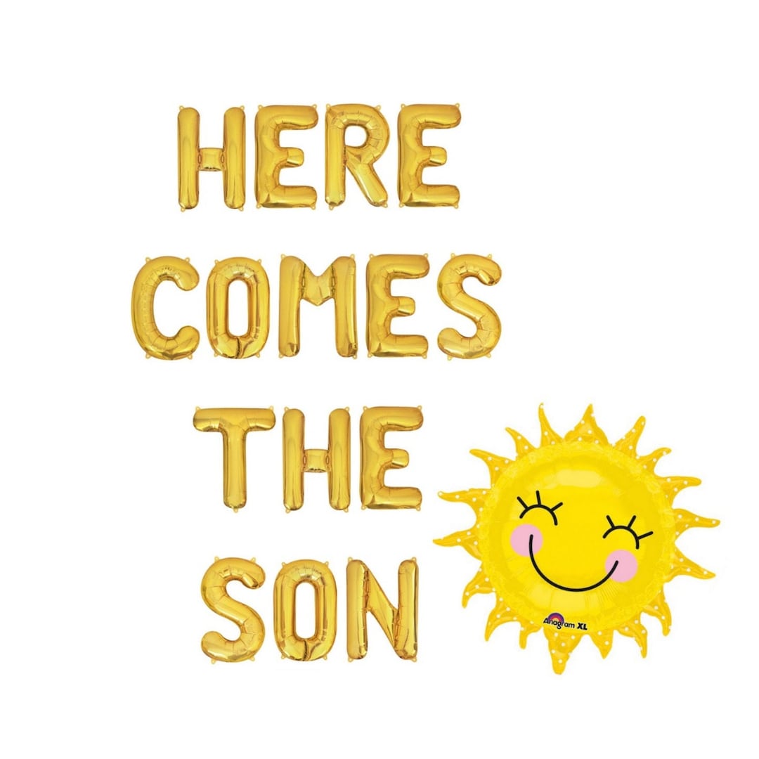 Here Comes the Son Letter Balloon Banner Sunshine Baby Shower Decor ...