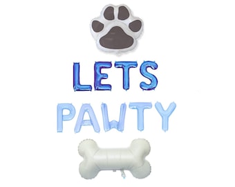 Lets Pawty Balloon Banner Dog Birthday Party Puppy Birthday Party Decorations Puppy Party Balloons Dog Party Balloons Dog Birthday Banner