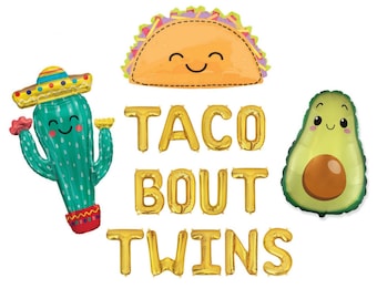 Taco Bout Twins Balloon Letter Banner Fiesta Balloons Decor Taco Twin Baby Shower Decorations Fiesta Twin Gender Reveal Party Balloons