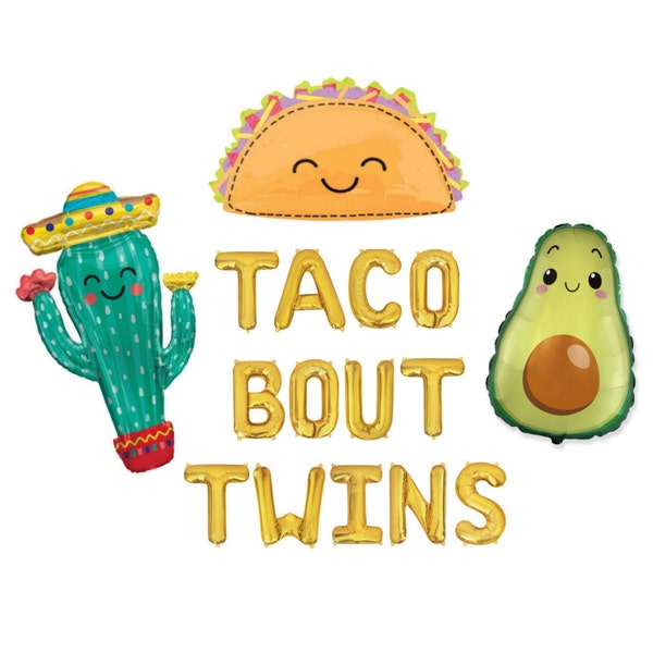 Taco Bout Twins Balloon Letter Banner Fiesta Balloons Decor Taco Twin Baby Shower Decorations Fiesta Twin Gender Reveal Party Balloons