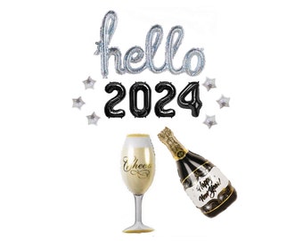 2024 Balloons New Years Eve Party Decorations 2024 NYE Party Decor hello 2024 Balloon Banner New Years Eve Decor NYE Party 2024 Party Decor