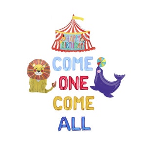 Come One Come All Circus Balloon Set Circus Tent Lion Seal Elephant Popcorn Birthday Party Decorations Circus Animals Big Top Carnival Decor