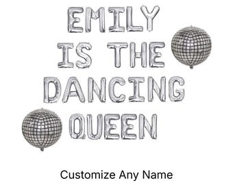 Dancing Queen Custom Balloon Banner Silver Disco Bachelorette Disco Cowgirl 70s Bachelorette Nash Bash Bachelorette Last Disco