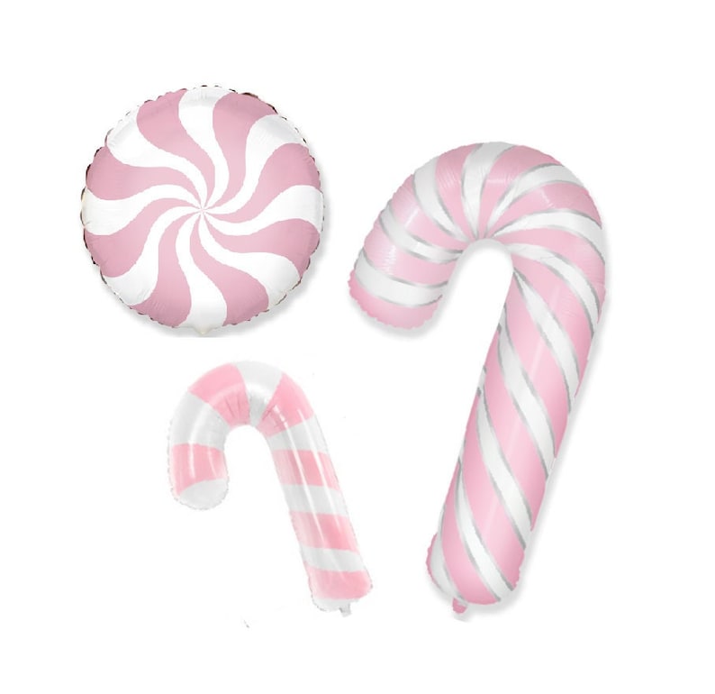 Pastel Pink Candy Canes and Candy Swirl Balloons Land of the Etsy