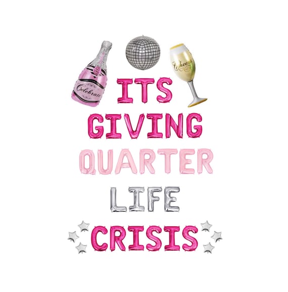 Quarter Life Crisis Birthday Banner – Silver Glitter Bunting Sign For 25th Or 30th Birthday Party Decorations