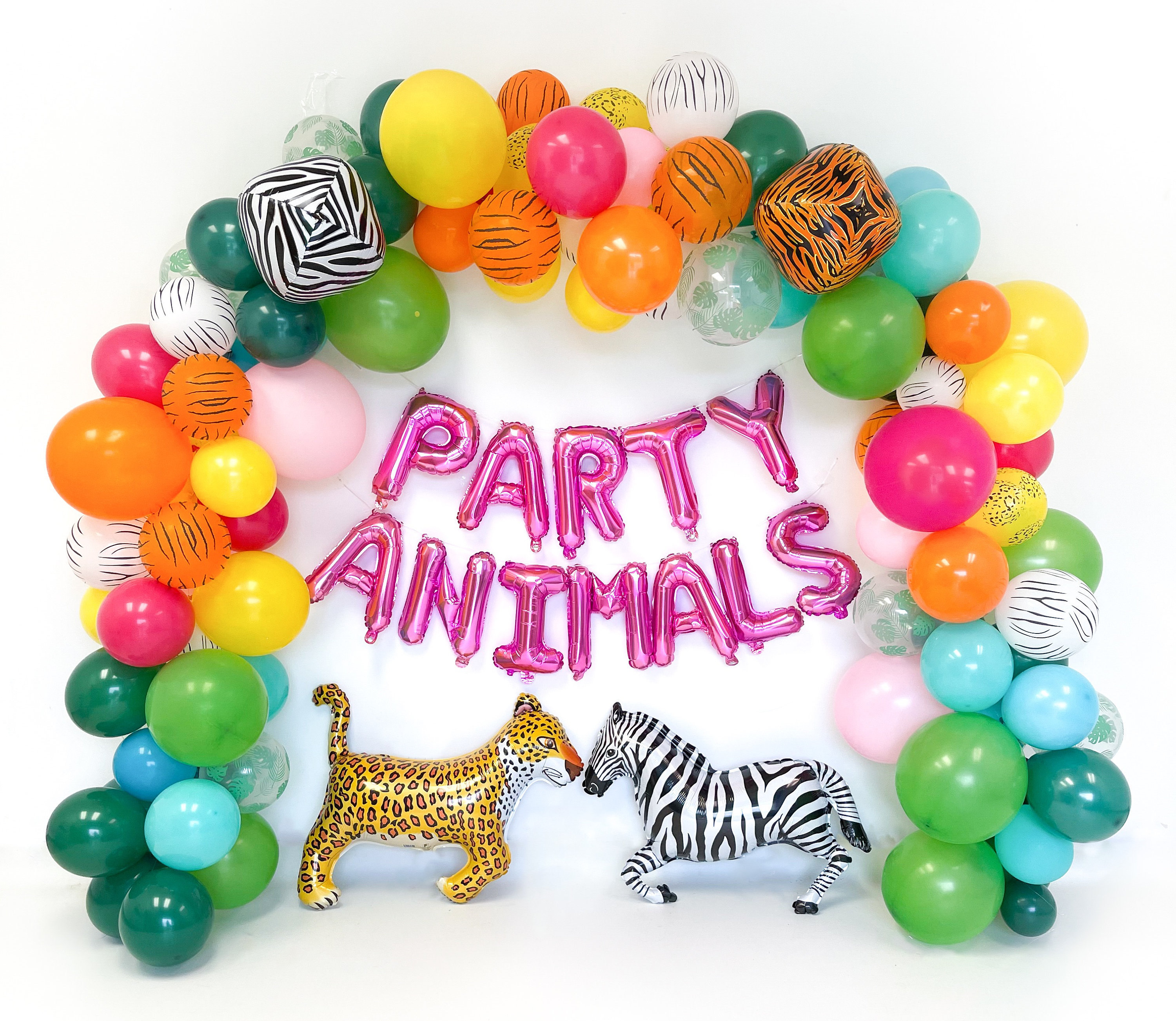 70-Piece Jungle Safari Balloon Decor Kit - 16ft Arch, Animal Theme For Birthday & Baby Shower