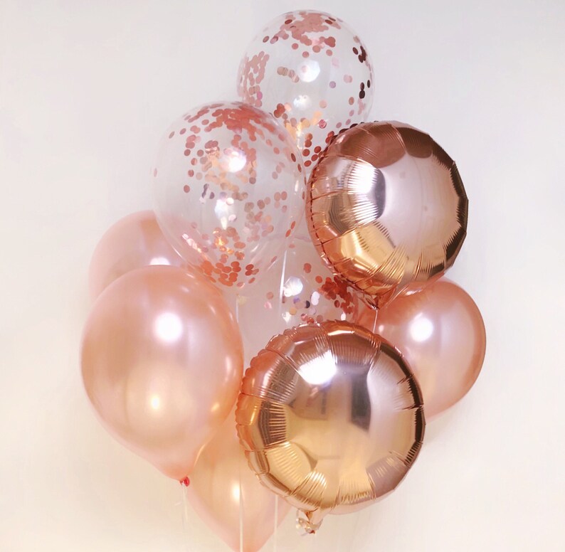 Rose Gold Balloons Rose Gold Balloon Bouquet Copper Balloons Etsy