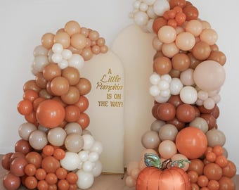 A Little Pumpkin Is On The Way Baby Shower Decorations Fall Pumpkin Baby Shower Decor Fall Balloon Arch Balloon Garland Pumpkin 1st Birthday