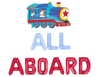 All Aboard Train Themed Balloon Banner Kids Birthday Train Birthday Boys Toddler Boy Tank Engine Birthday Balloons Choo Choo Cho