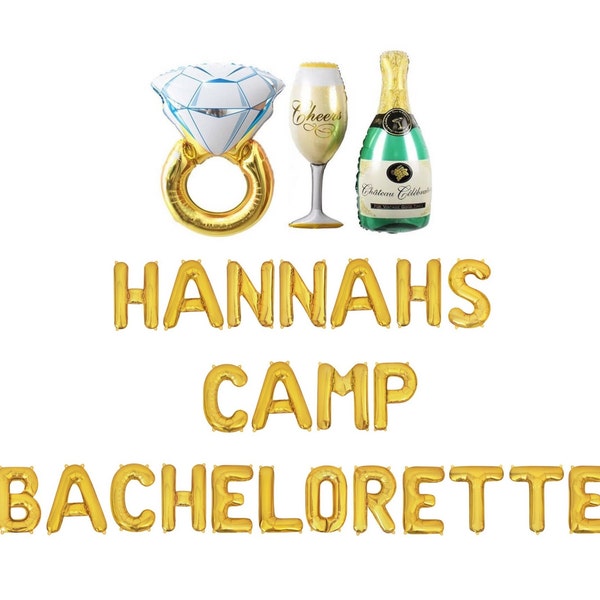 Camp Bachelorette Balloon Banner Ring Champagne Bottle Glass Balloons Bachelorette Party Decor Bachelorette Party Decorations Camping Theme