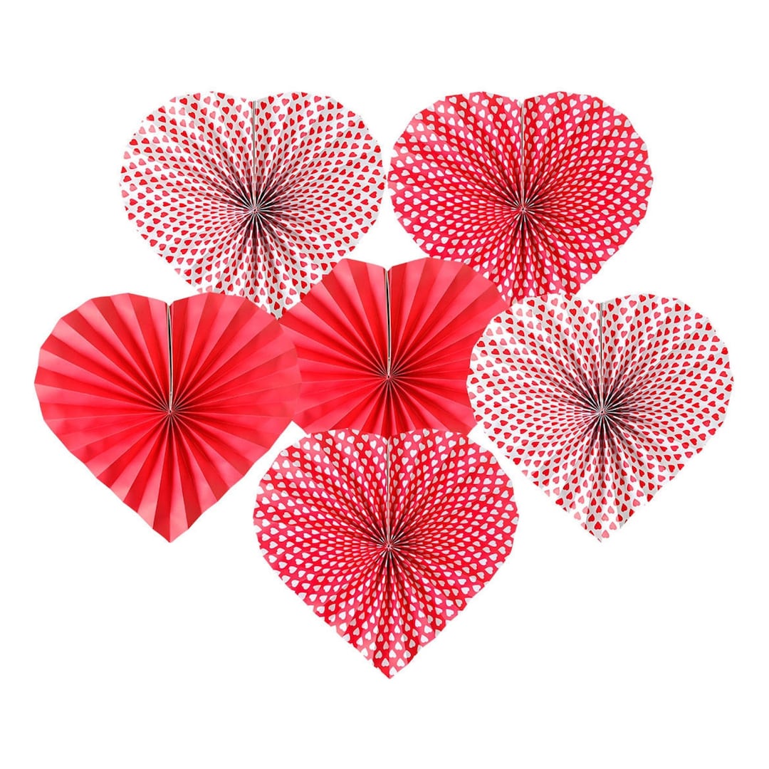Heart Paper Fans Galentines Party Decorations Valentines Heart Decor ...