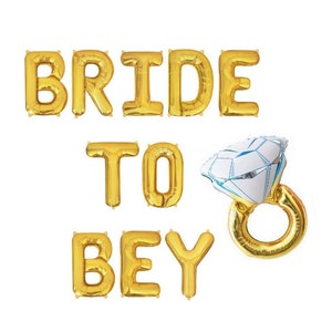Bride to Bey Balloon Banner Engagement Party Decor Engagement Ring Gold Balloons Music Themed Bachelorette Decor Bach Party Decorations