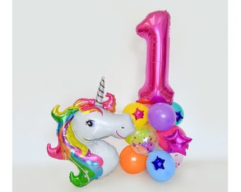 Unicorn Balloon Tower Unicorn Birthday Party Decorations Unicorn Birthday Decor Unicorn Party 90's Theme Unicorn Theme Birthday Supplies