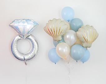 Personaliza: Decoración de despedida de soltera con conchas marinas, Brindis azul en la costa, Ramo de globos, Decoración para despedida de soltera con temática costera, Todo lo que veo es amor.