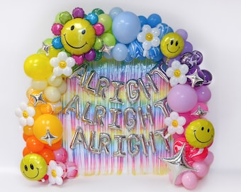 Alright Alright Alright Balloon Garland Dazed and Engaged Rainbow Tie Dye Balloon Arch Austin Bachelorette Party Boozed Confused Nashville