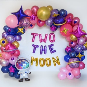 Space Balloon Garland Two The Moon DIY Balloon Garland Kit Girls Astronaut Balloon Garland Purple Pink Girls Space Party Birthday Decor 2nd bild 1