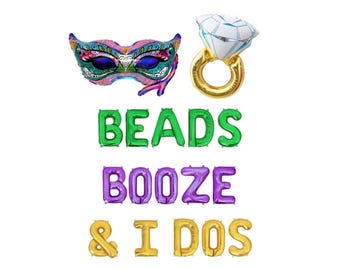 Beads Booze and I Dos Balloons NOLA Wedding Decorations New Orleans Bach NOLA Bachlorette Party New Orleans Bachelorette Decoratoons Banner