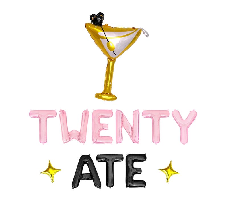 Twentyate Sign Twenty Ate Letter Balloon Kit Martini 28th Birthday Party Decorations ...