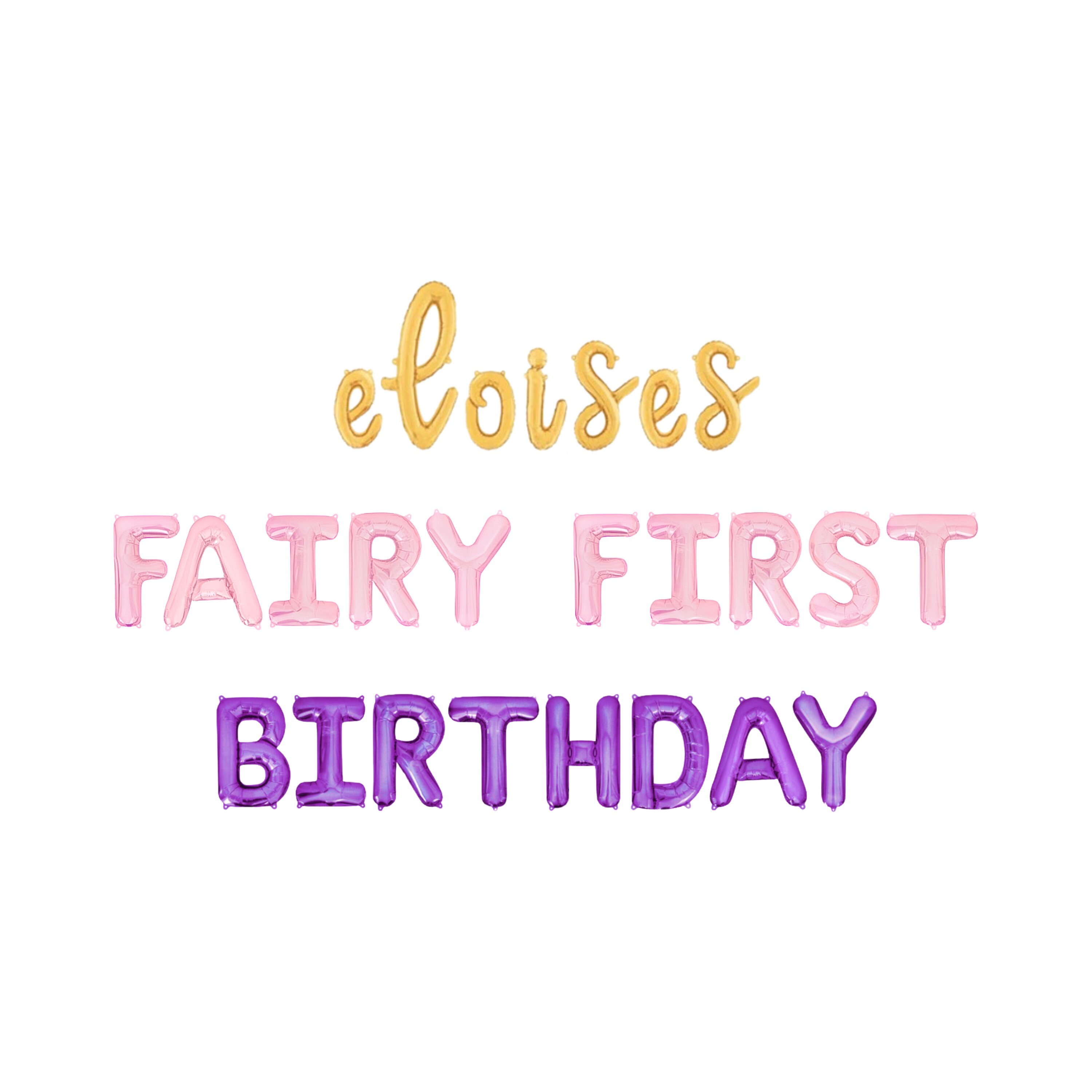Fairy First Birthday Custom Name Letter Balloon Kit 1st Birthday Balloon Banner Fairy 1st Birthday Fairy Birthday Party For