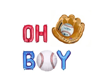 Oh Boy Letter Balloon Kit Gender Reveal Party Balloon Banner Baby Shower Decorations Baseball Baby Boy Decorations Baseball Baby Shower