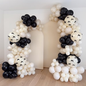 Bow Themed Birthday Party Decorations Bow Balloons Black and Cream White Bow Balloon Arch Bow Party Decor Bow Bachelorette Balloon Garland
