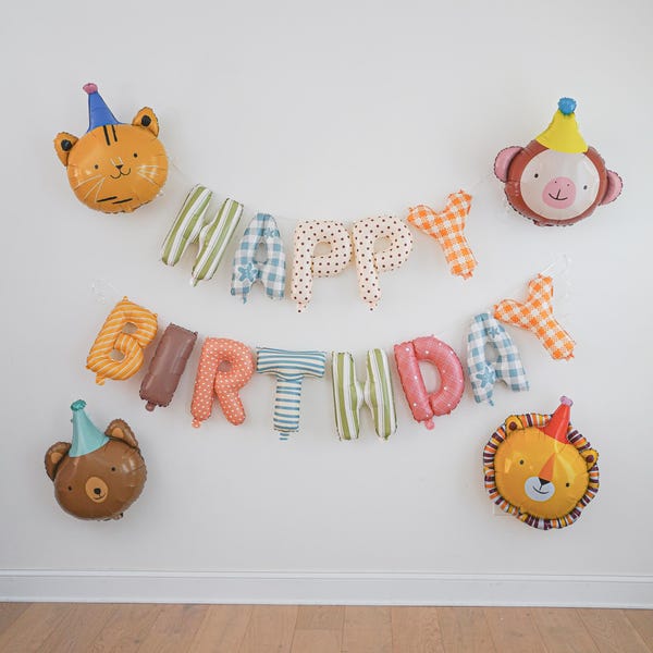 Happy Birthday Letter Balloon Kit Circus Party Animals Birthday Party Balloons Party Animals Birthday Decor Circus Decorations Girls Boys