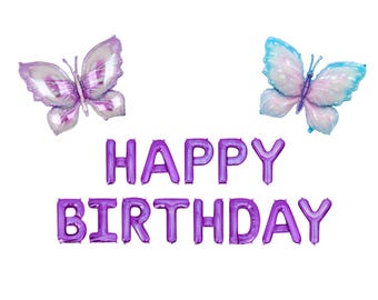 Happy Birthday Letter Balloon Kit Birthday Party Decorations Butterfly Balloons Butterfly Birthday Party Decor For Her Enchanted Birthday