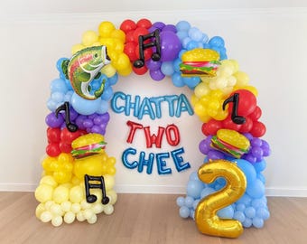 Kit de arco de globos Chattatwochee, decoraciones para fiesta de segundo cumpleaños de Chatta Two Chee, globos de peces, guirnalda para segundo cumpleaños de niños, canción de pesca en el río