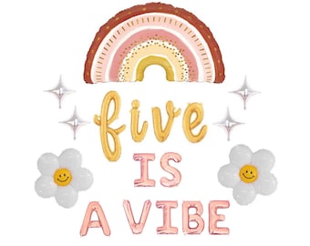 Five Is a Vibe Balloon Banner Groovy 5th Birthday Party Decorations 5 Hippie Retro Disco Daisy Groovy Birthday Balloons 5th Birthday Decor