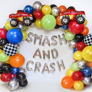 Monster Truck Birthday Balloon Garland Demolition Derby Birthday Smash Crash Birthday Decorations Personalized For Boy Truck Birthday Party
