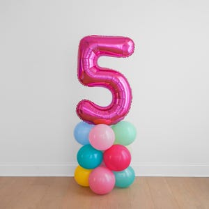 Fancy Balloon Tower Birthday Party Decorations Jumbo Number Balloon Tower Ooh La La for Girls 2000s 90s 80s Party Supplies Fun To Be One 5th