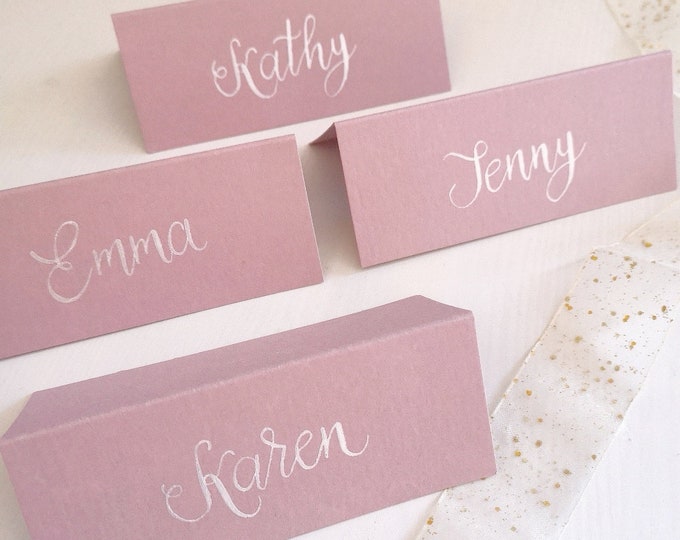 Matte Blue Wedding Name Cards Blue Place Cards Handwritten Etsy