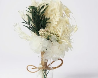 Mini ramo de flores secas: recuerdo rústico de boda y decoración de mesa