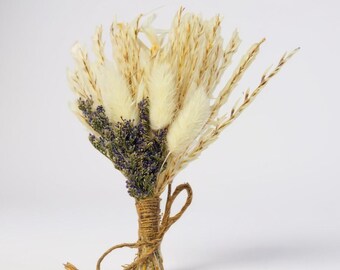Mini ramo de flores secas: decoración rústica para mesa de boda