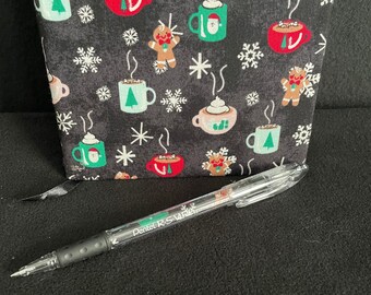 Christmas Holiday Fabric Covered empty A5 Journal with matching pen