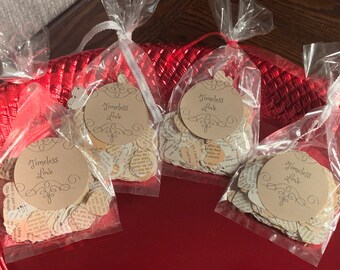 Confeti de corazón con páginas de libros vintage: Decoración de mesa para bodas (más de 750 piezas)
