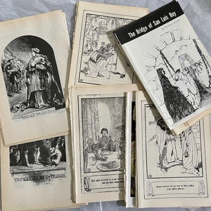 Illustrazioni vintage, pagine di libri vintage, pacchetto Ephemera di illustrazioni da libri classici