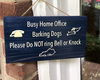 Doorbell sign, Do Not Knock or Ring Bell Door Sign, Home Office, Dogs barking, Leave packages, Front door sign, delivery sign