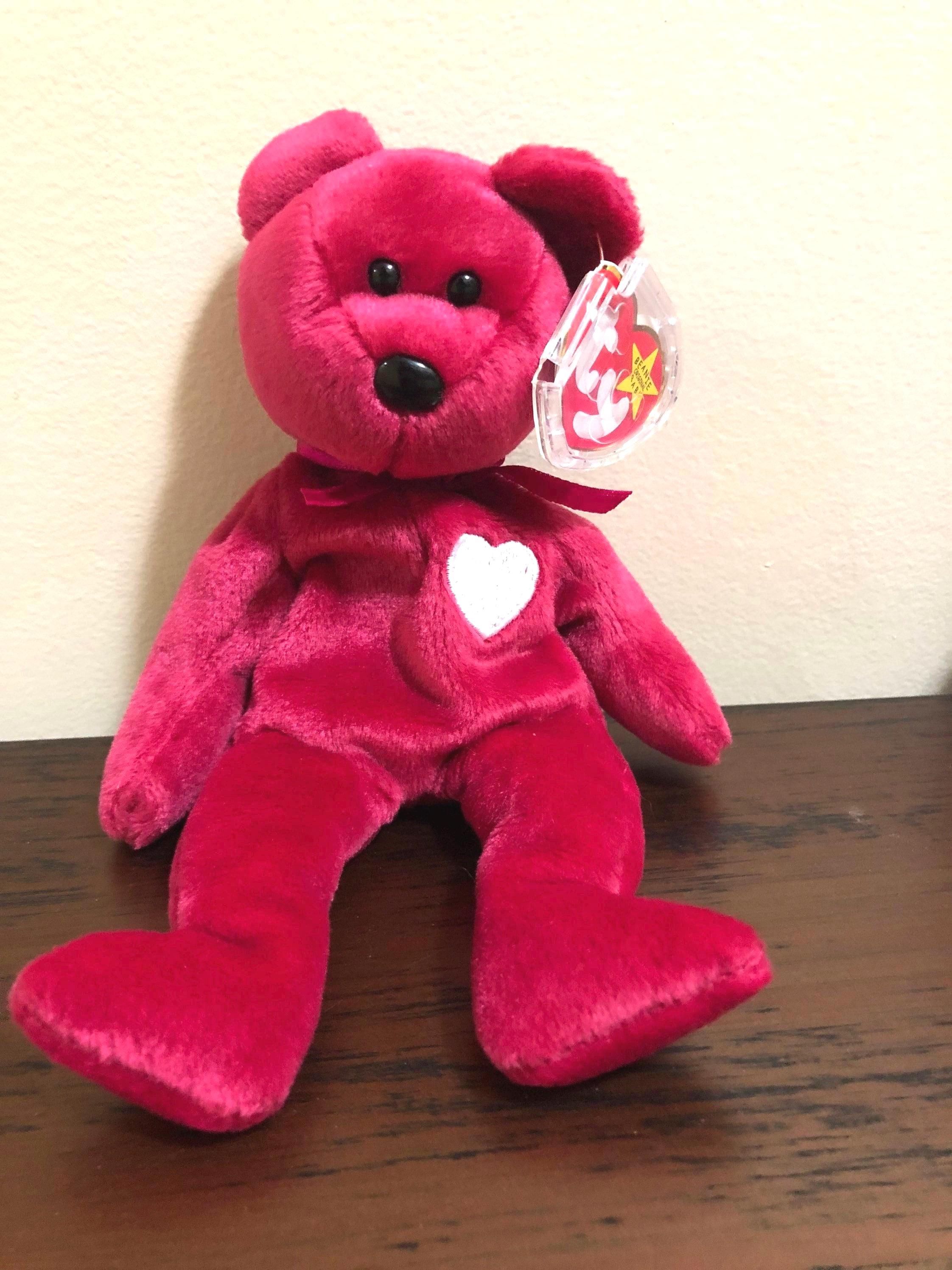 TY Valentina Beanie Baby: Hot Pink Bear, White Heart (1998) - Etsy