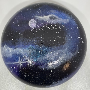 Rocks, Space themed rocks, Hand painted galaxy, stars and moon, night sky, Constellation